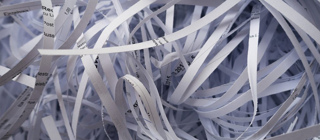 Confidential paper prepared for shredding