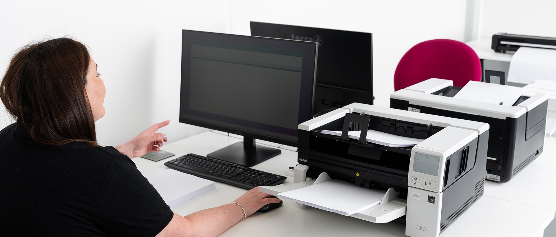 Employee accessing documents through scan on demand